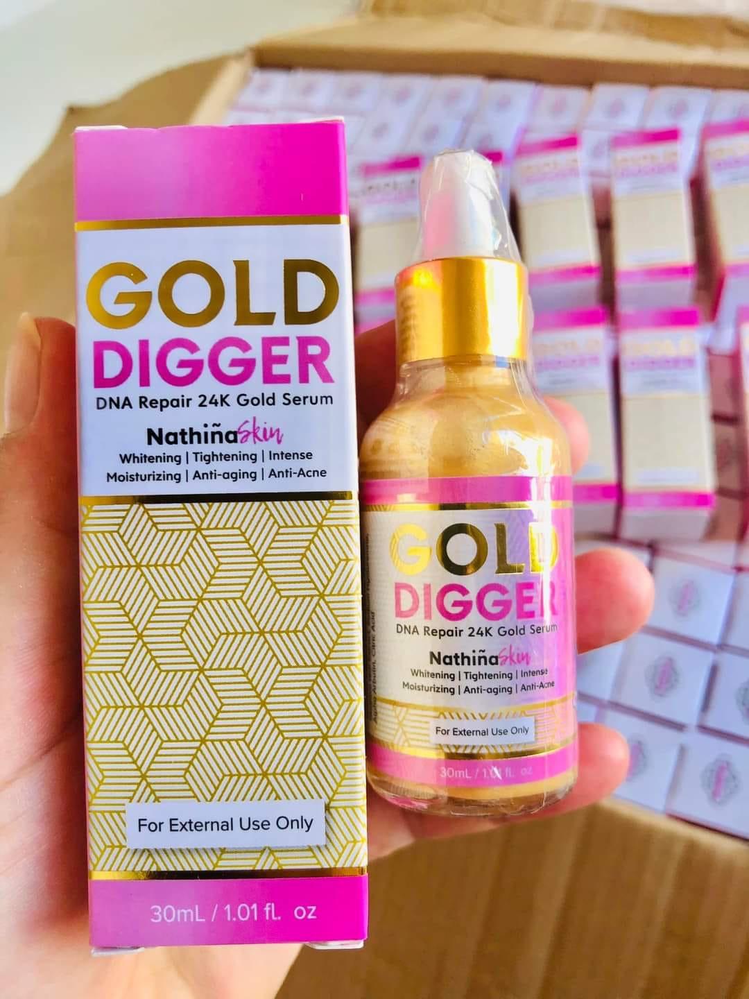 Nathina Skin Gold Digger 24K Gold Serum Lightening Tightening Moisturizing Anti-Aging Anti-Acne Lightweight Moisture Skincare all skin types debsline.co