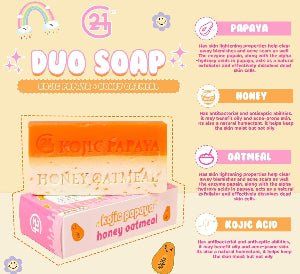 G21 Golden Dust Glass Skin Soap +Duo Kojic Papaya & Honey Oatmeal Soap Whitening Hydrating - Debsline.co  -