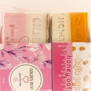 G21 Golden Dust Glass Skin Soap +Duo Kojic Papaya & Honey Oatmeal Soap Whitening Hydrating - Debsline.co  -