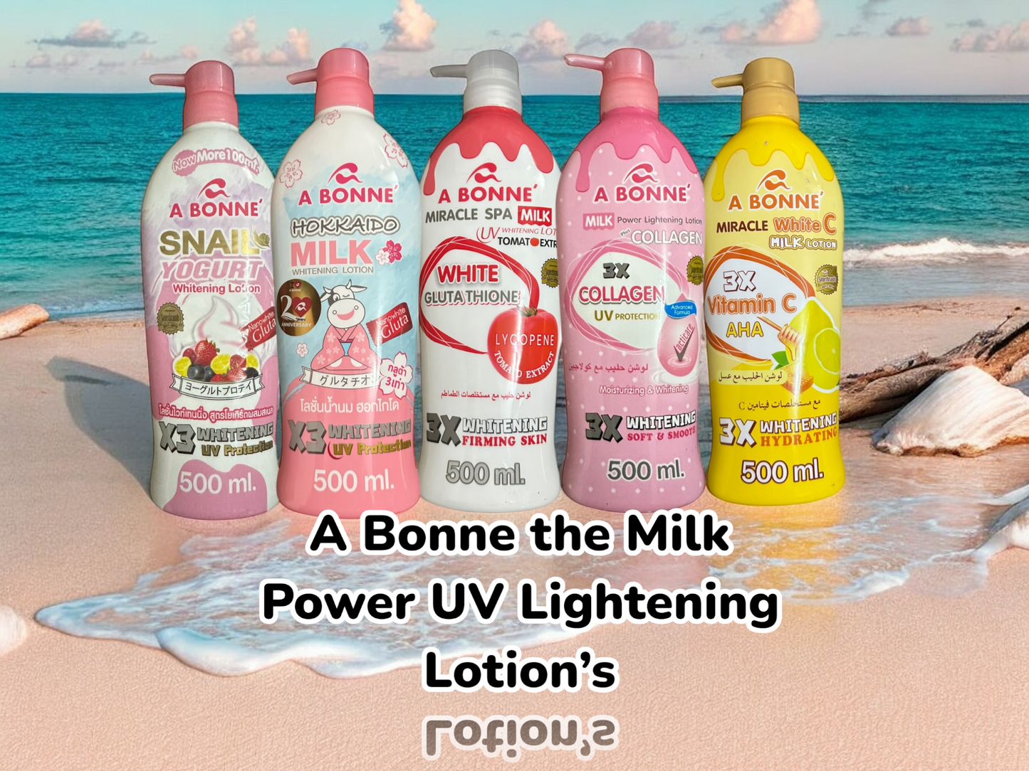 A Bonne 500ml Milk Body Lotion in 5 Variants Collagen Tomato Vit C Hokkaido Snail Yogurt
