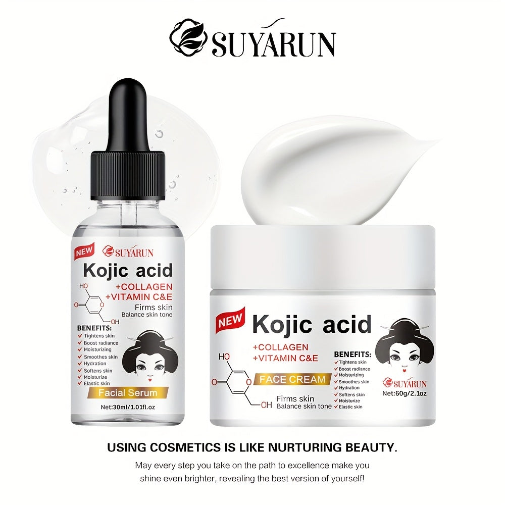 Quercetin & Kojic Acid Facial Skincare Set - Brightening Cream & Serum Duo