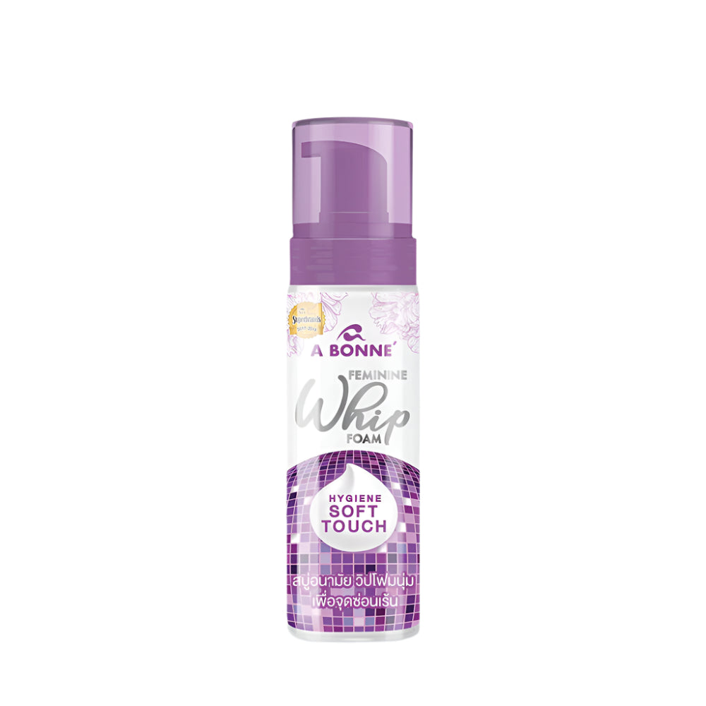 A bottle of A Bonne Feminine Whip Foam on a white background