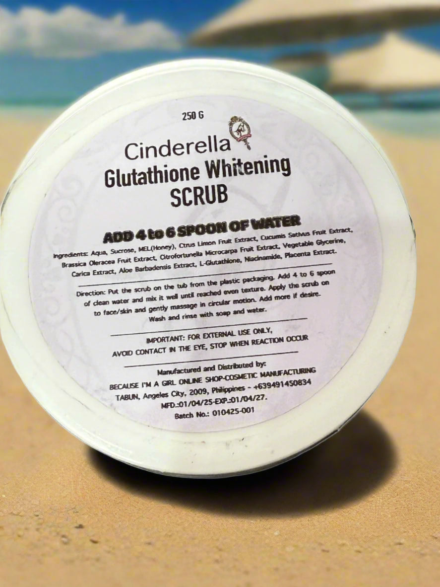 Cinderella Glutathione Whitening Scrub 250g-Debsline.co