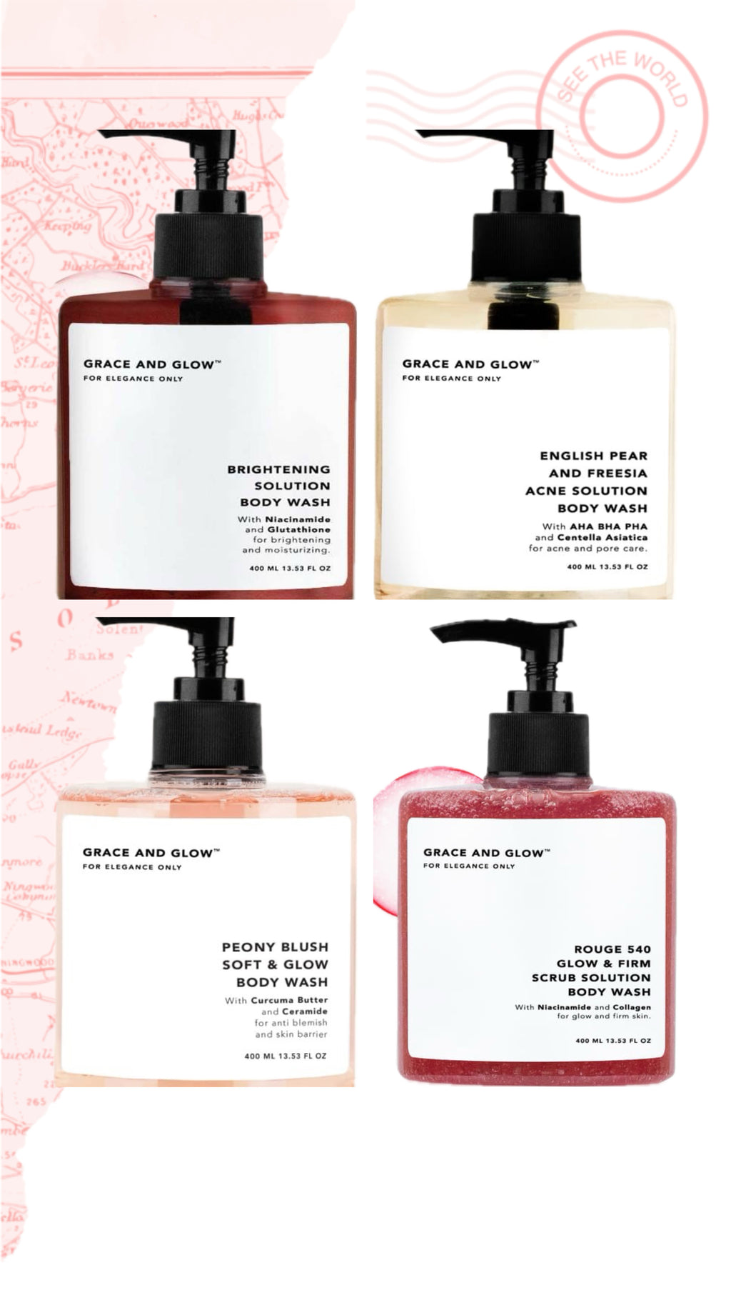 Nettoyant pour le corps Grace and Glow 400 ml Sent bon Hydratants toute la journée Soins de la peau Confort Réparation de la peau Soins de l'acné Soins du corps Savon Hydratant Nettoyant hydratant Olay gel douche