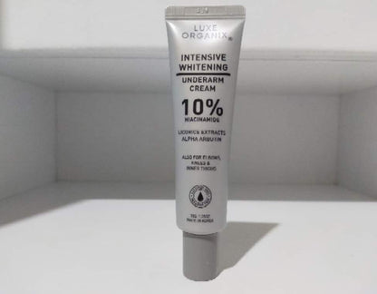 Tube of Luxe Organix Intensive Whitening Underarm Cream on a white background