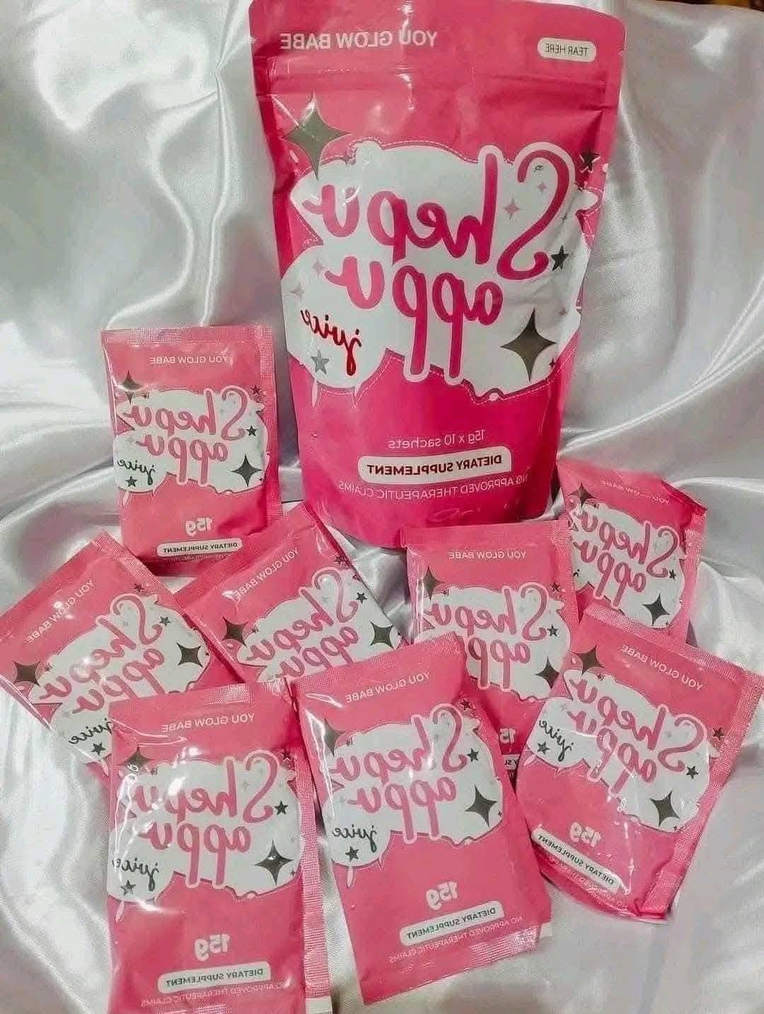 You glow babe packed and sachets in a silky fabric background