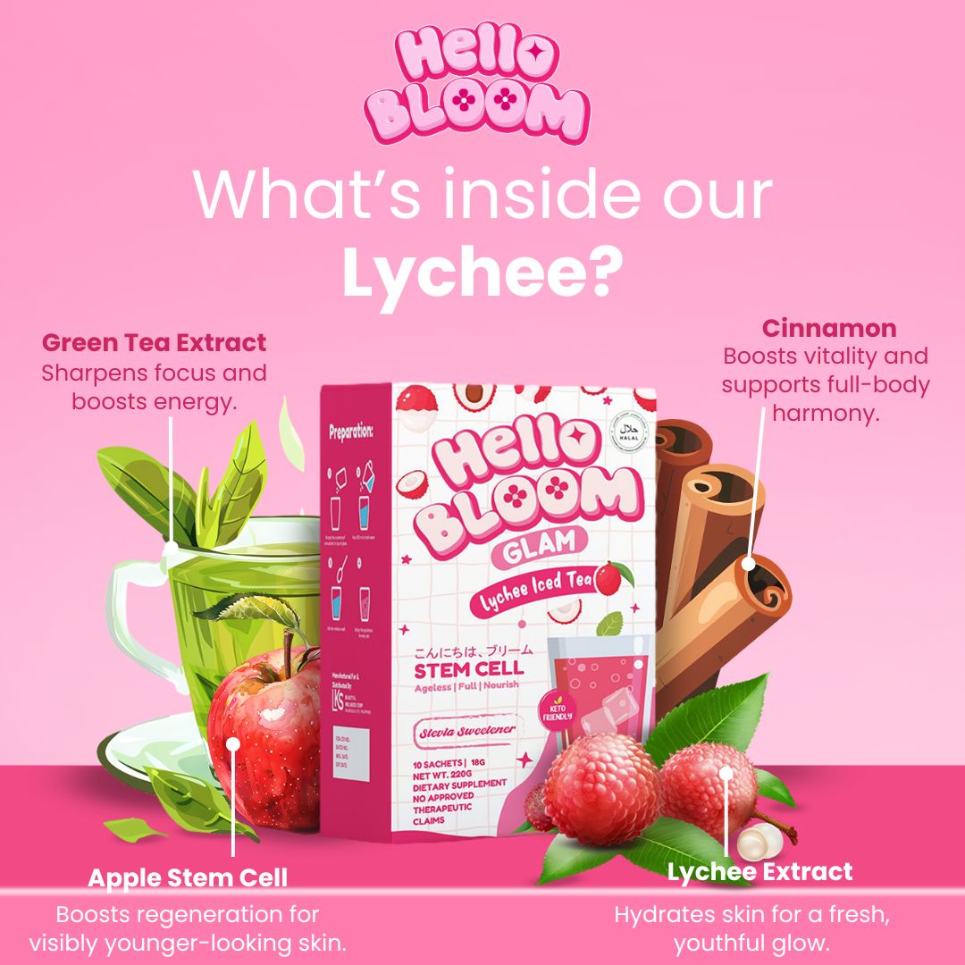 Hello Bloom Glam Drink Powdered Mix 10 Sachets in a Box