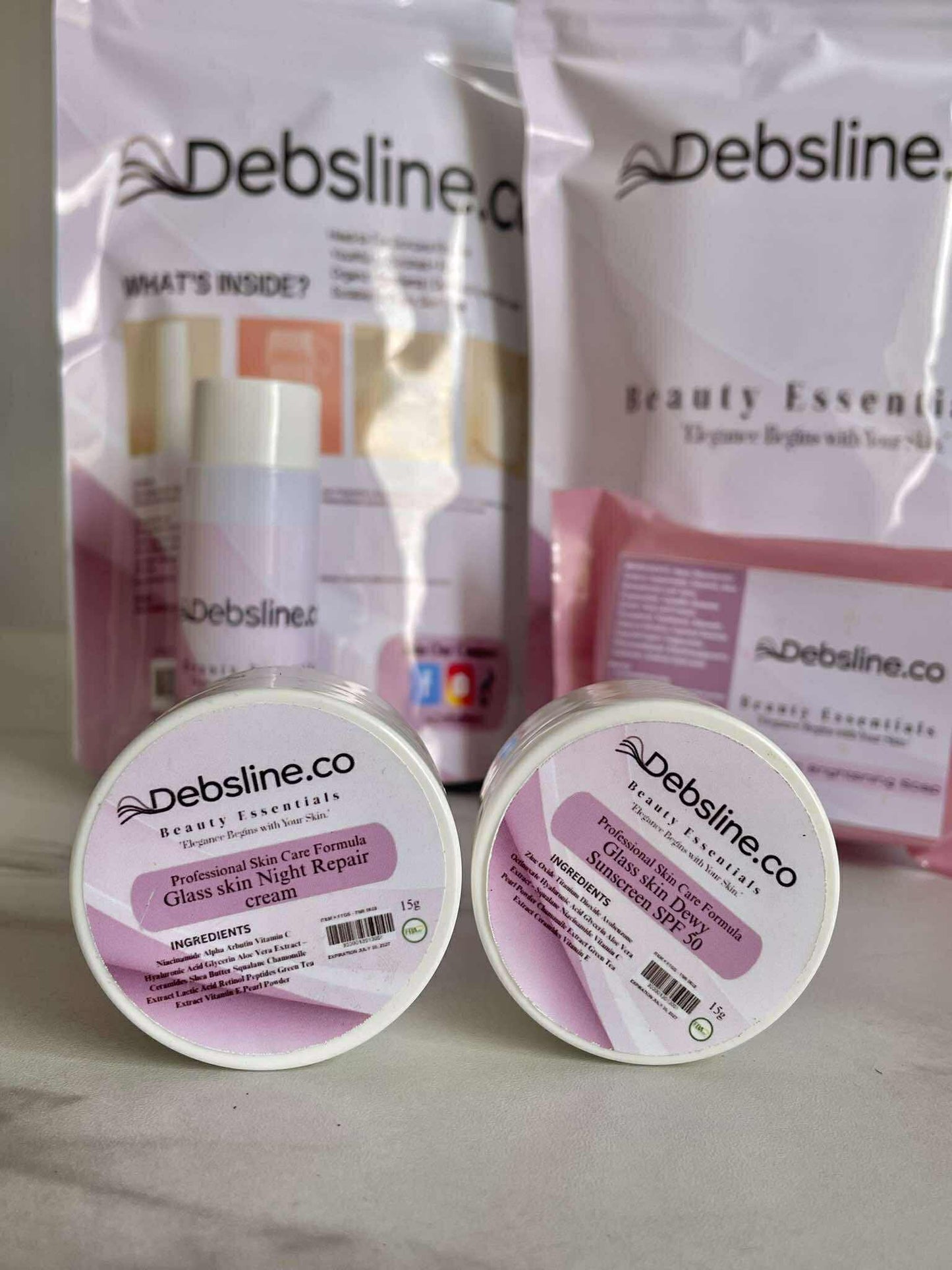 Debsline.co Beauty Essentials Glass Skin Facial Skincare Set 4n1