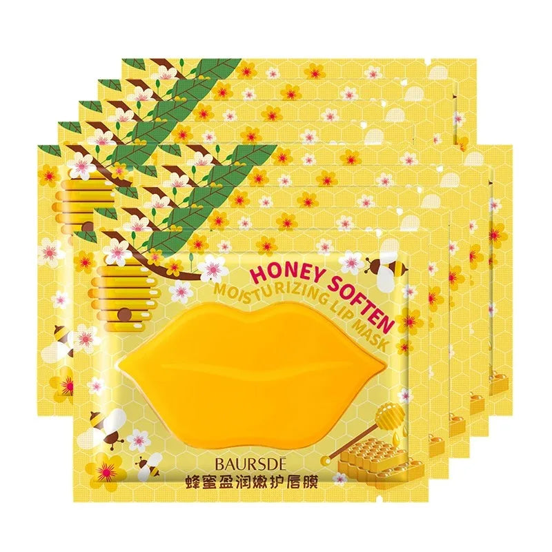 Honey softening lip mask packaging with floral design and BAURSDE branding.