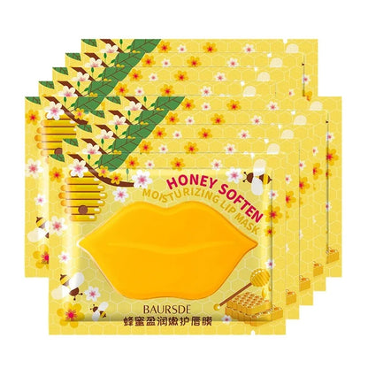 Honey softening lip mask packaging with floral design and BAURSDE branding.