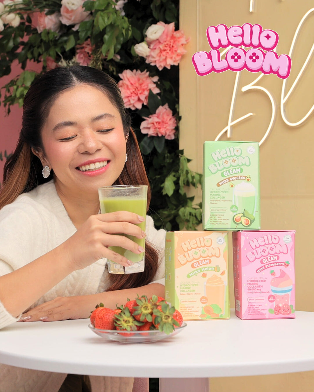 Hello Bloom Gleam, Drink Powdered Mix 10 Sachets in a Box