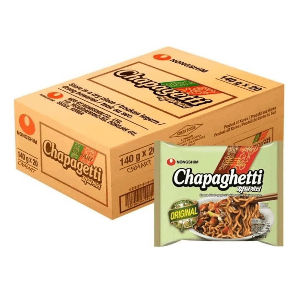 Box of Nongshim Chapagetti noodles with a smaller packaging on a white background