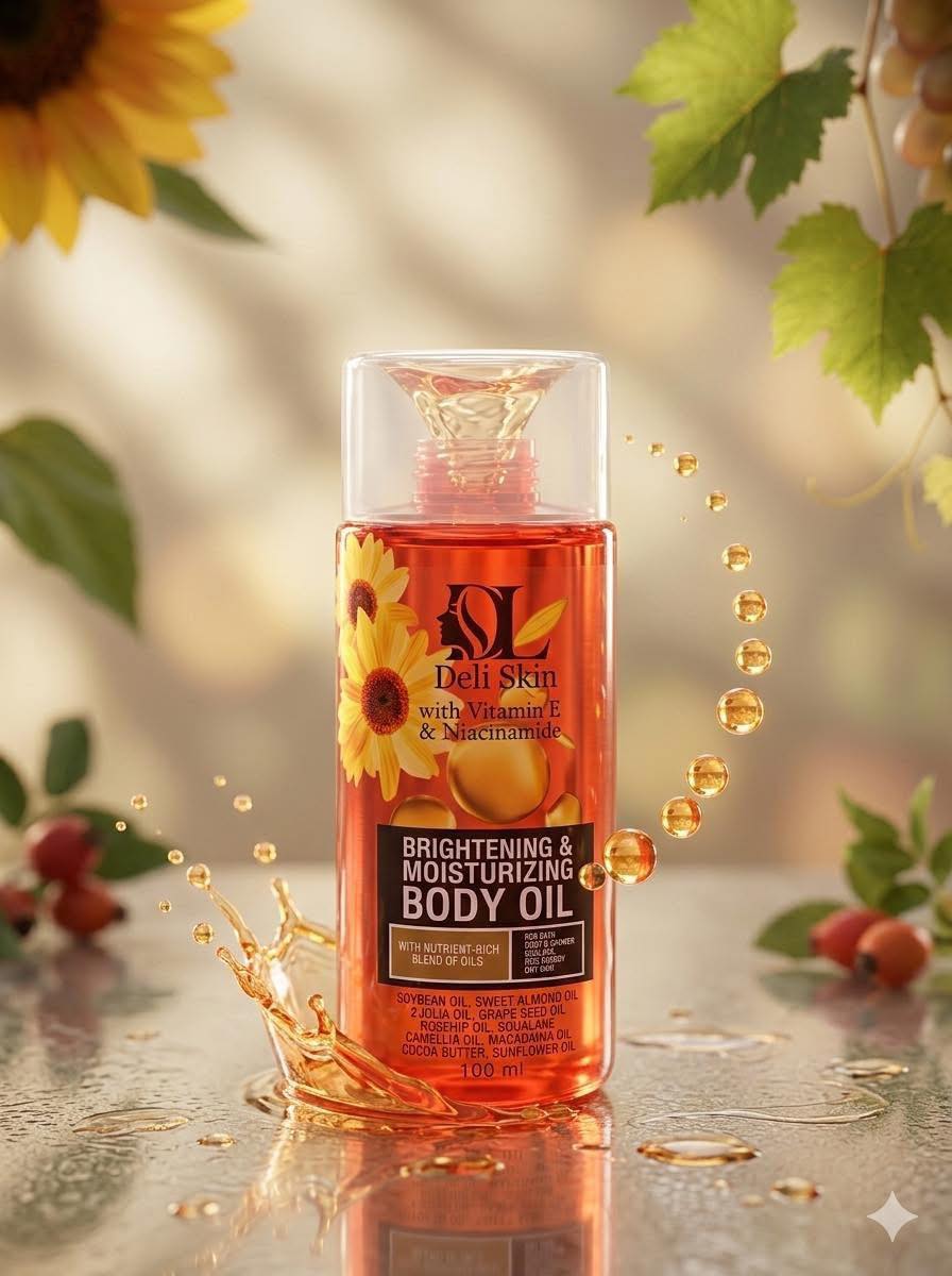Brightening &amp; Moisturizing Body Oil with Vitamin C &amp; Niacinamide – Hydrating Body Care Oil