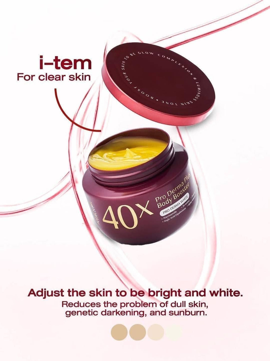 Cosmetic jar with yellow cream labeled '40x' on a white background