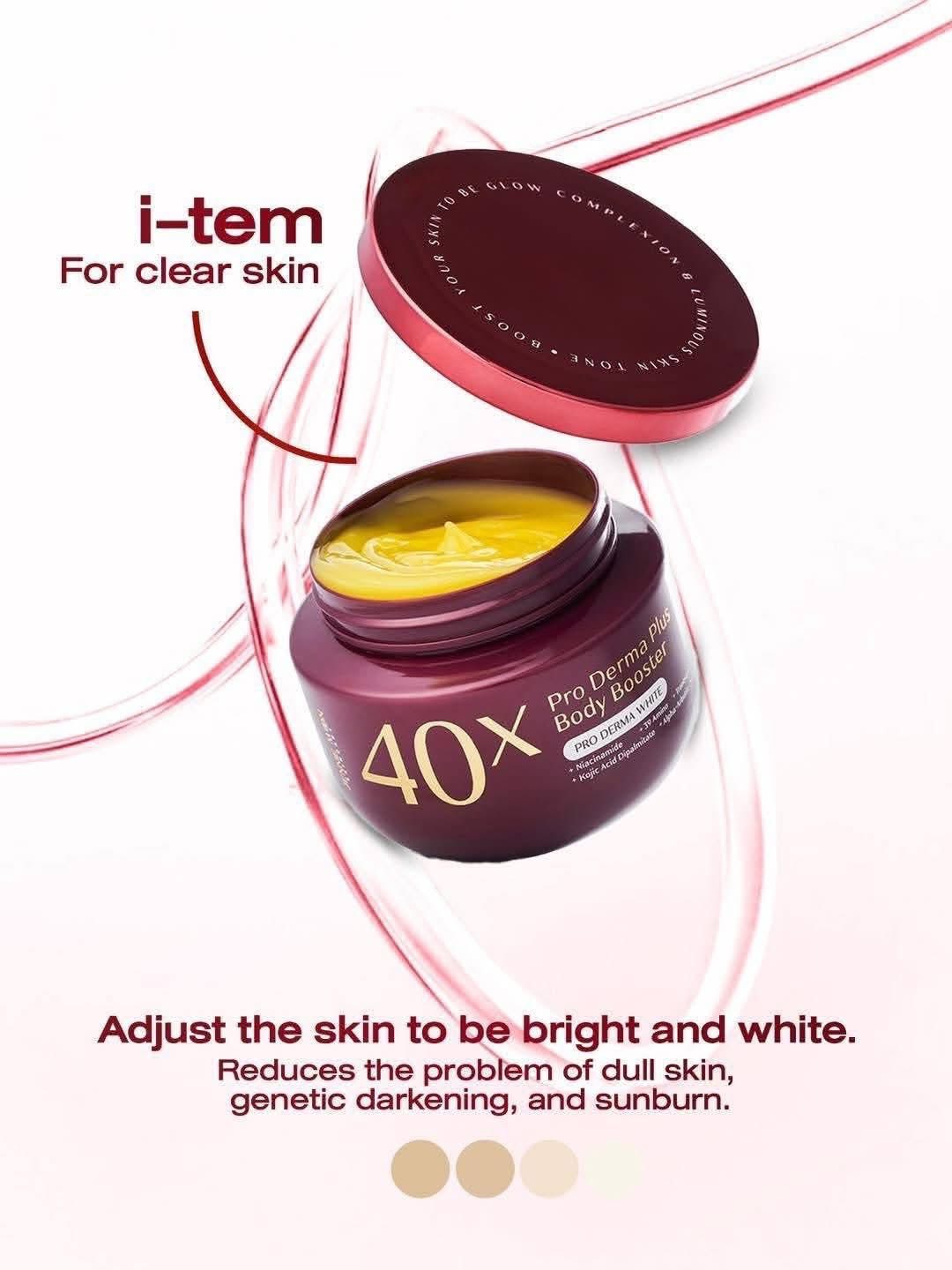 Cosmetic jar with yellow cream labeled '40x' on a white background