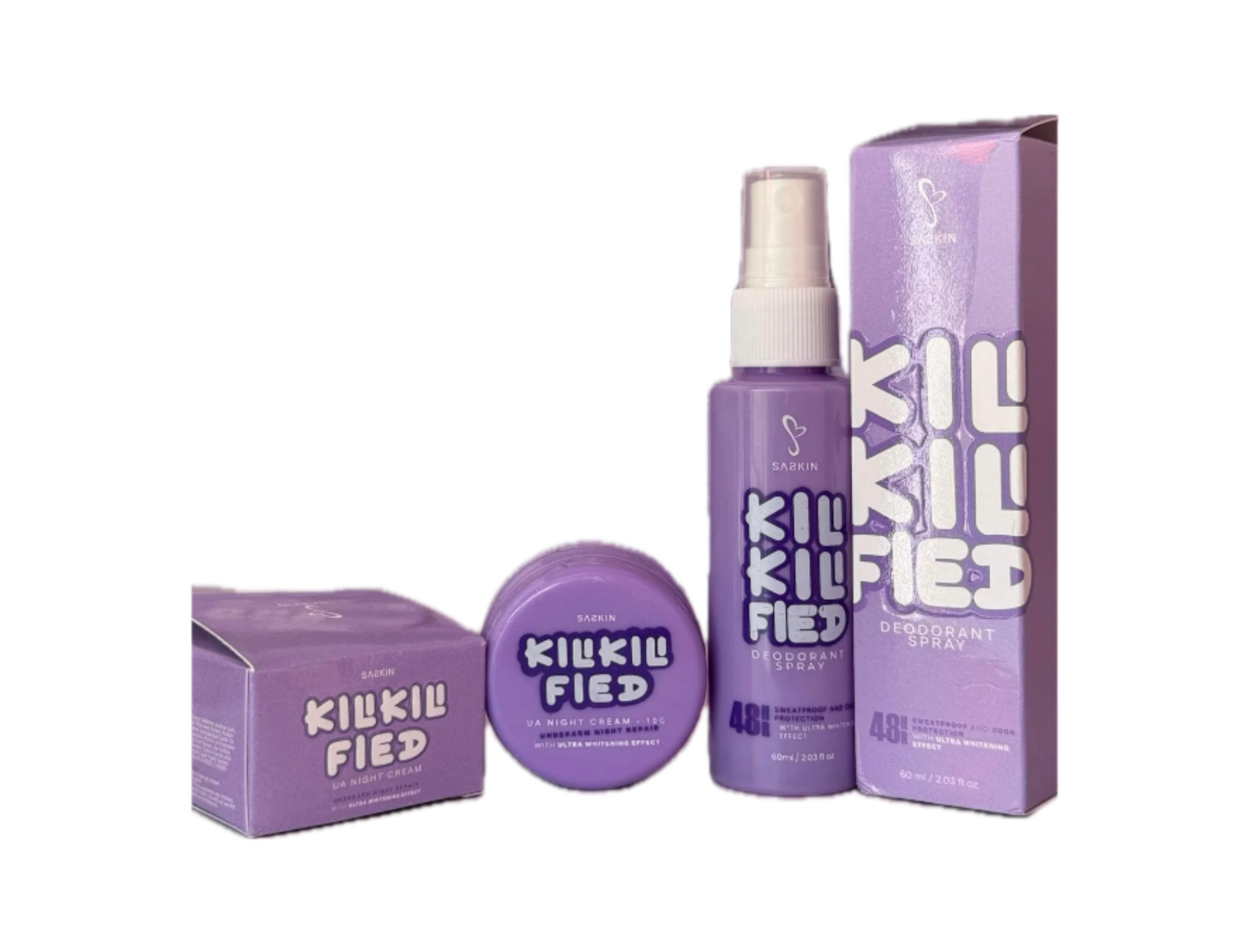 SASKIN Kiliklified Underarm Brightening Kit UA Night Cream and Deodorant Spray-Debsline.co