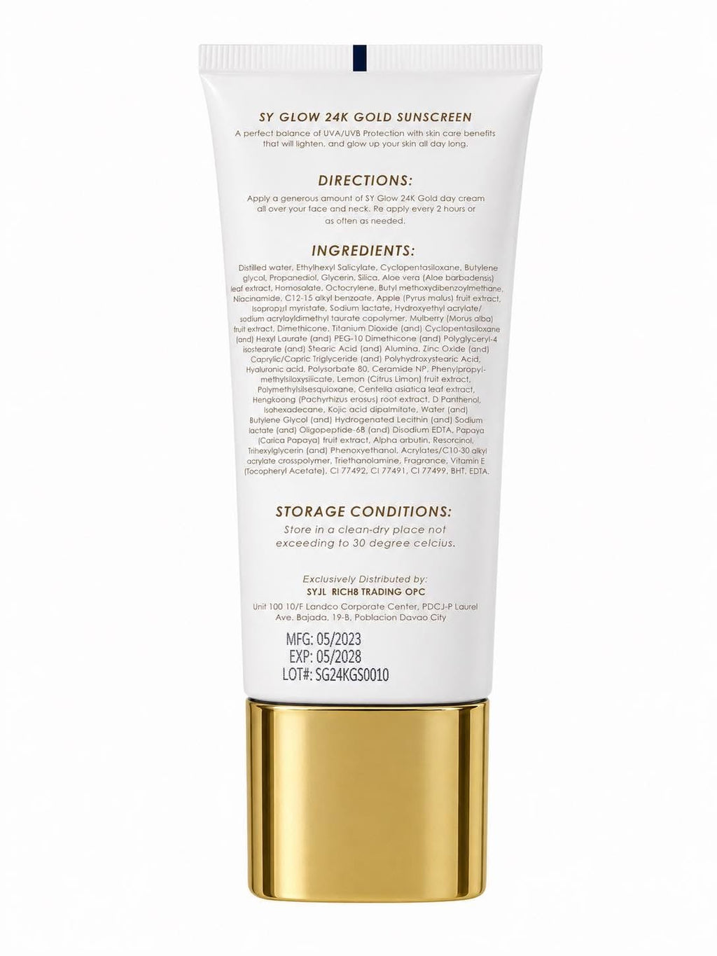 SY Glow 24K Gold Facial Sunscreen SPF 45++++ UVA/UVB – 50ml