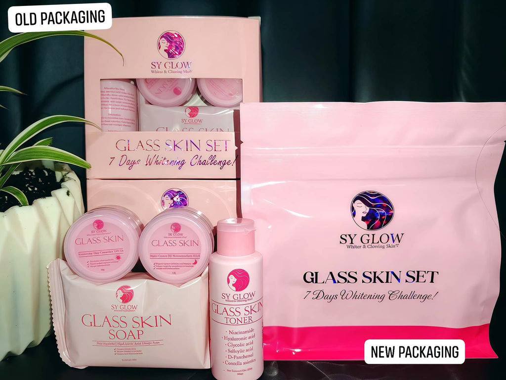 SY GLOW GLASS SKIN SET Aufhellende Nachtcreme Tagescreme Toner Gesichts- und Körperseife