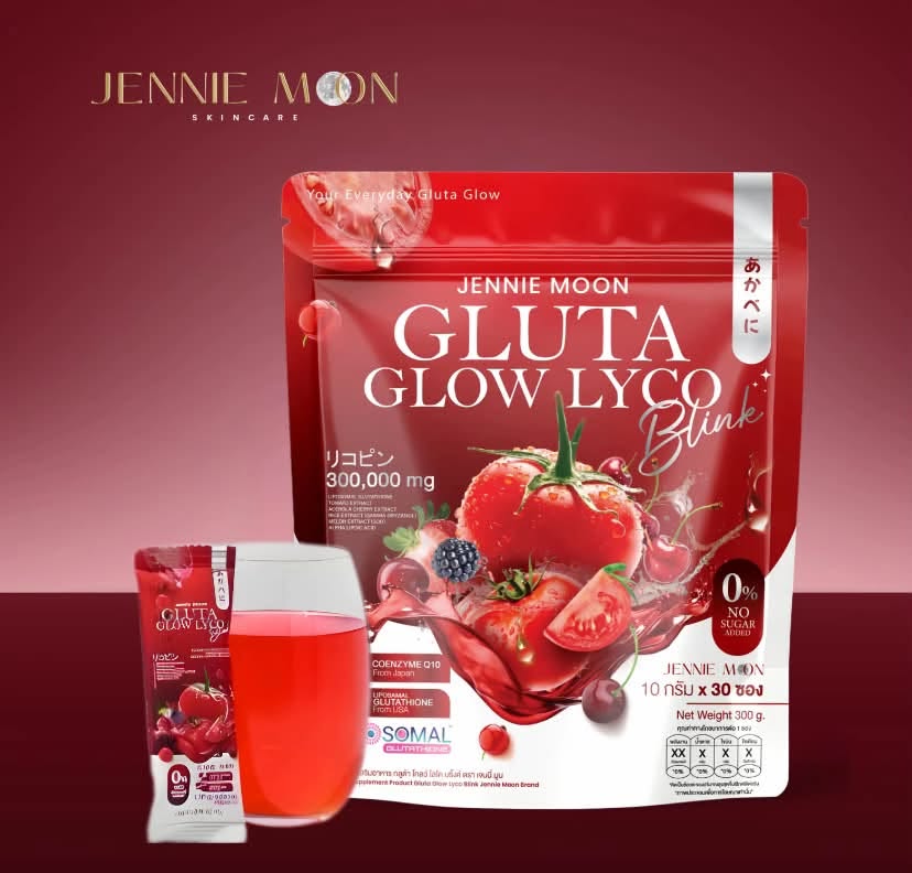 Two Jennie Moon Gluta Glow Lyco powdered drink supplement pouches