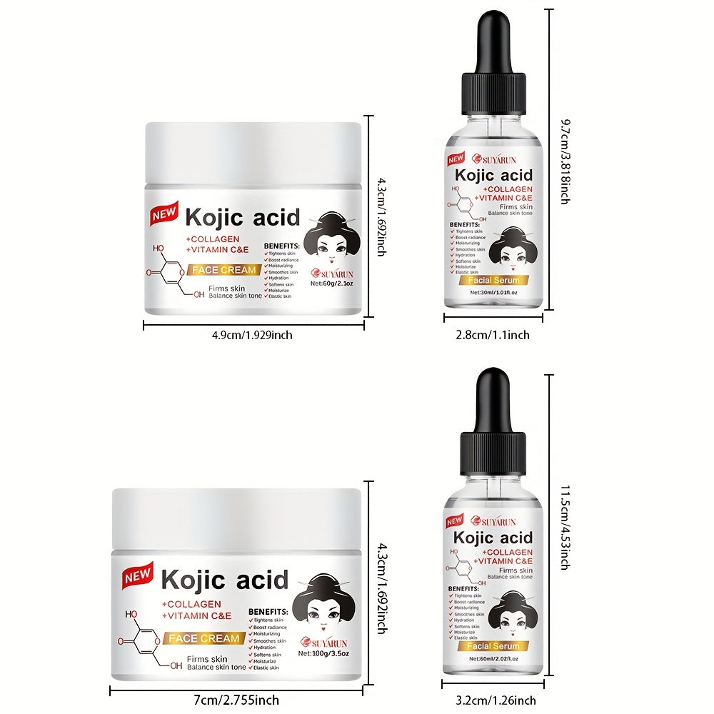 Quercetin & Kojic Acid Facial Skincare Set - Brightening Cream & Serum Duo