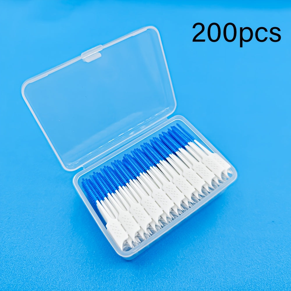 200-piece set of blue and white items in a clear plastic box on a blue background