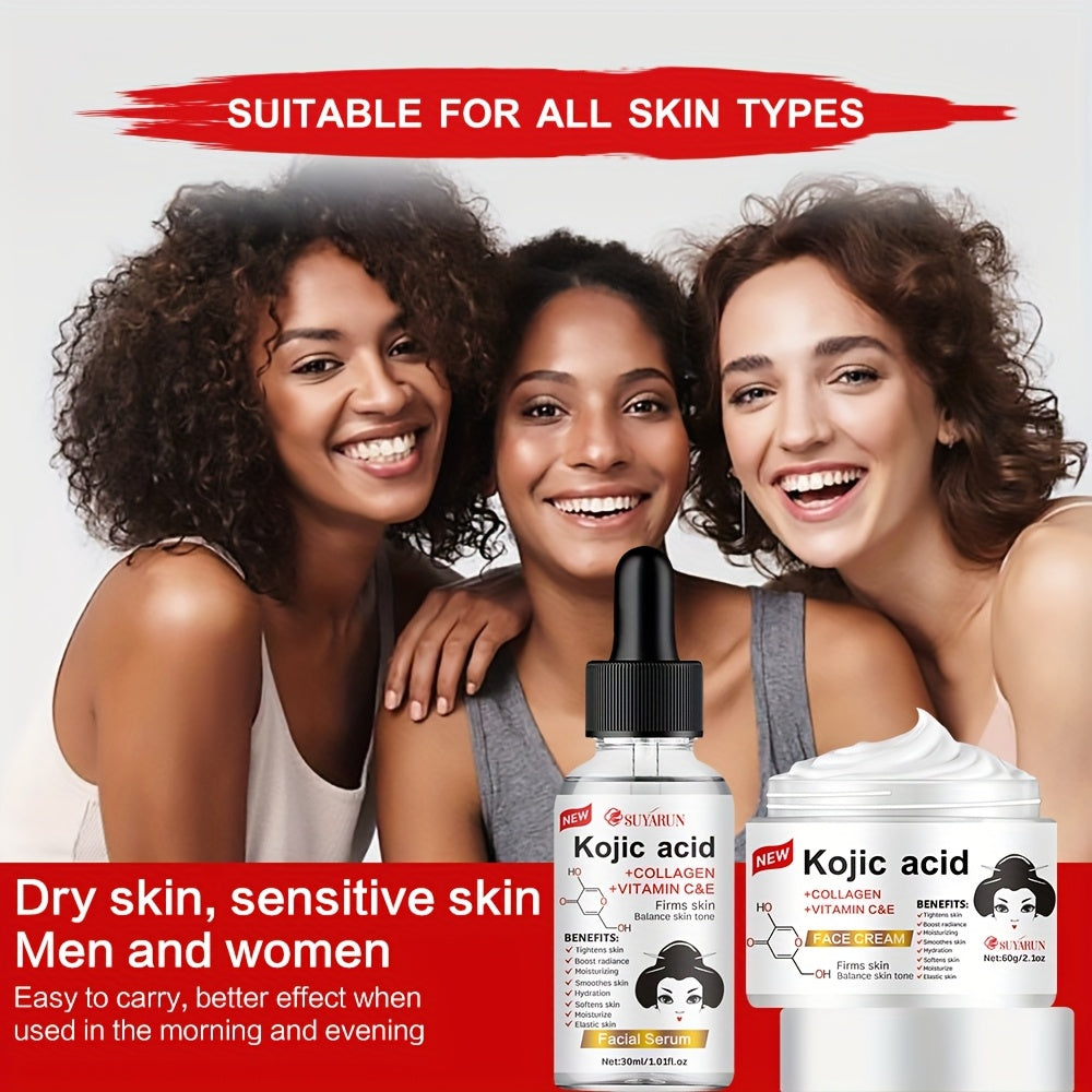 Quercetin & Kojic Acid Facial Skincare Set - Brightening Cream & Serum Duo