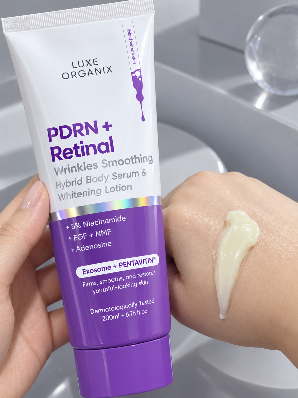 Luxe Organix PDRN Hybrid Body Serum Lotion 200ml – PDRN + Retinal or PDRN + Nano White