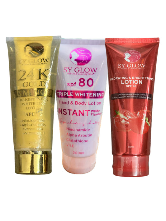 SY Glow Intense Whitening Lotion SPF 80| 200g 24K Gold SPF 75 250ml Tomato SPF40 250ml - Debsline.co  - lotion 