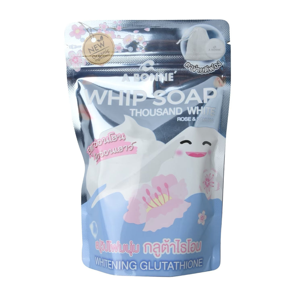 A BONNE Whip Soap Thousand White Rose and Sakura blue 100g debsline.co