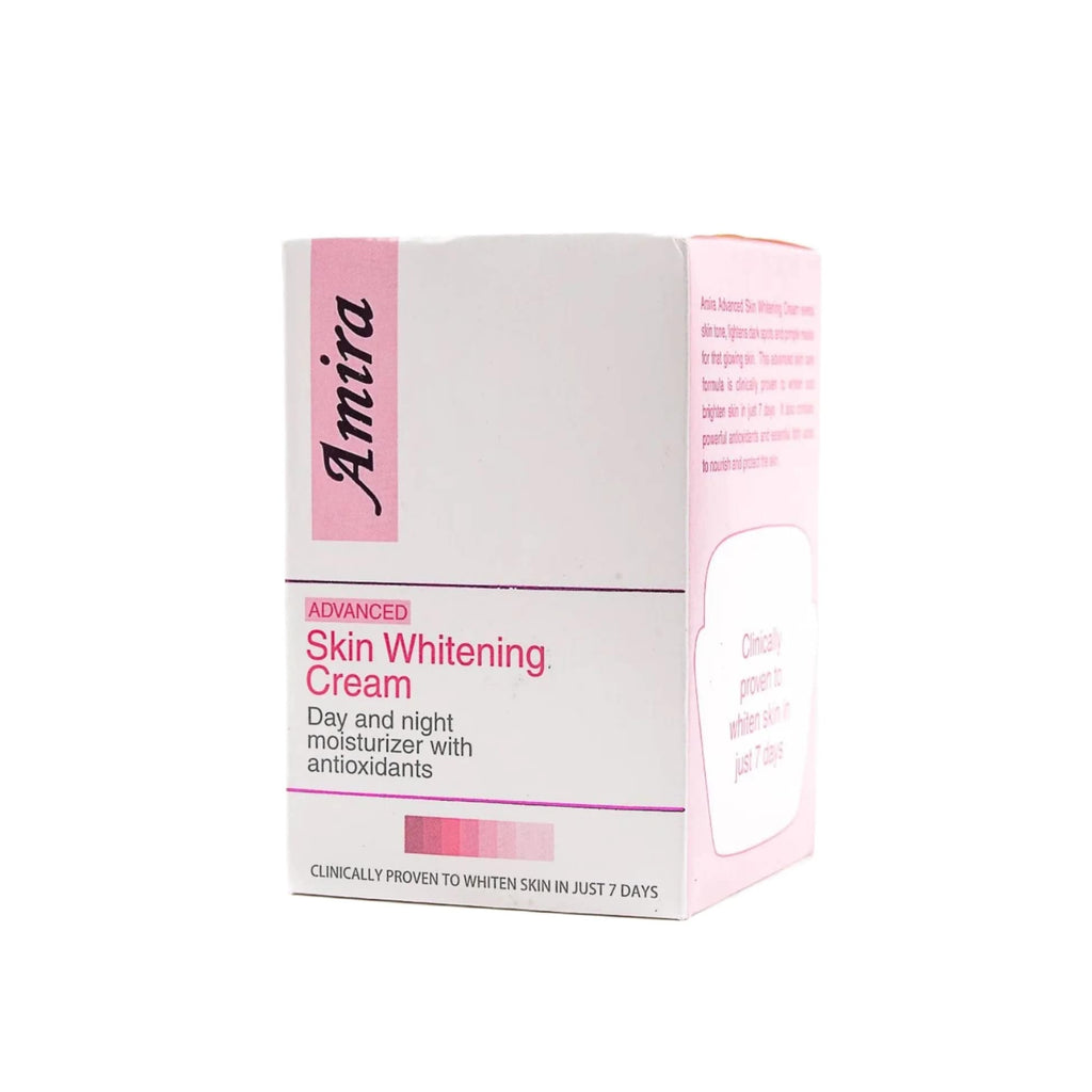 Amira Advanced Skin Whitening Cream packaging on a white background