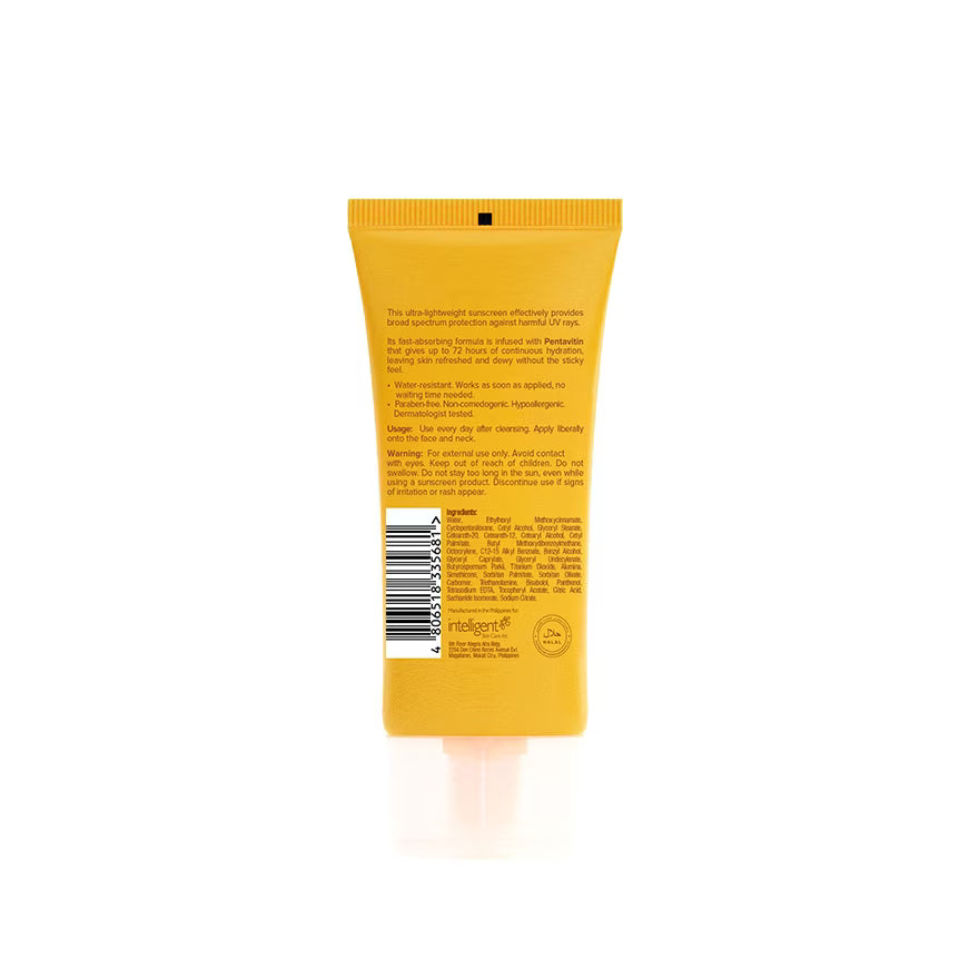 Back view of a yellow skincare product tube with text and a barcode on a white background