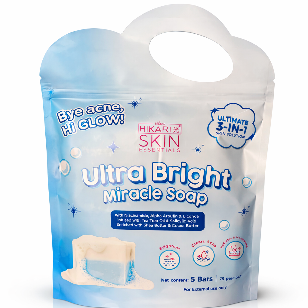 Hikari Skin Essentials Ultra Bright Miracle Soap packaging on a white background