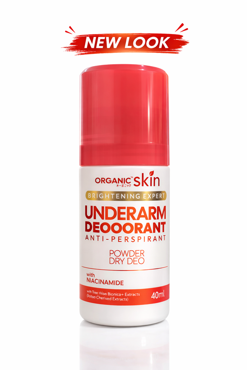 Organic Skin Organic Skin Advanced Radiance Deodorant for underarms and sensitive areas, featuring natural ingredients in a sleek container.