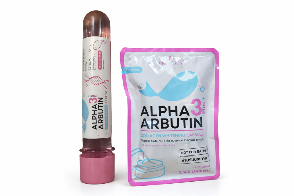 Alpha Arbutin skincare product packaging on a white background