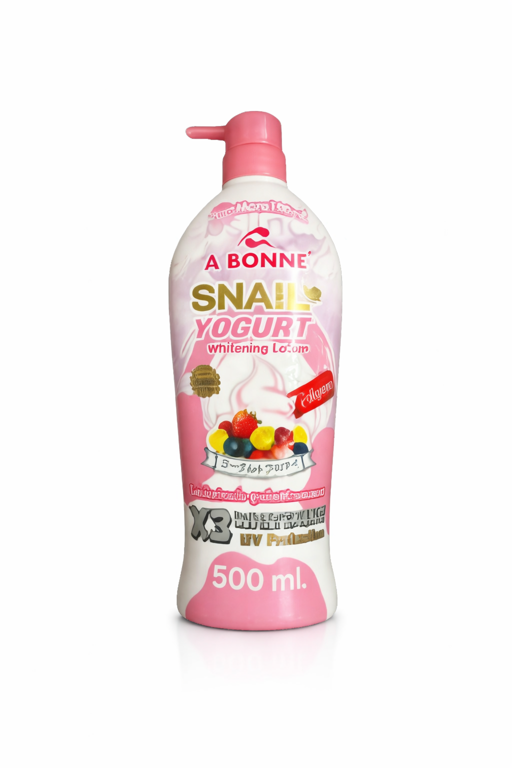 A bottle of A Bonne Snail Yogurt Whitening Lotion on a white background