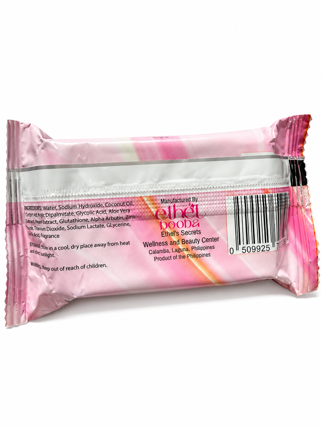 Ethel Booba KlirWhite Gluta + Pearl Extract Savon en barre pour le visage et le corps 70 g Nettoyant Soin du corps Soin de la peau Gel douche Acné Aloe Vera Exfoliant Glutathion Glycolique Clair Noix de coco