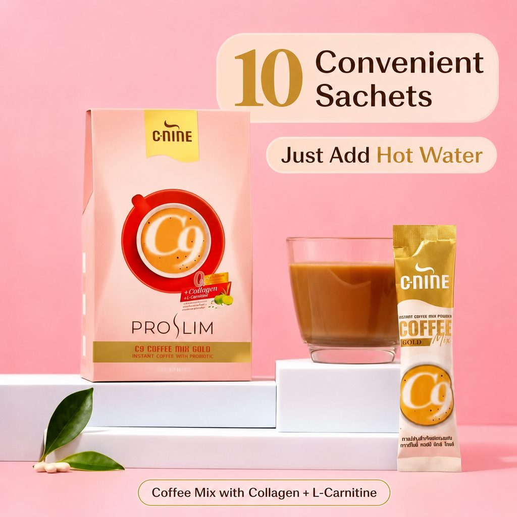C9 Coffee Mix Gold Instant Coffee Powder with Collagen & L-Carnitine – 10 Sachets