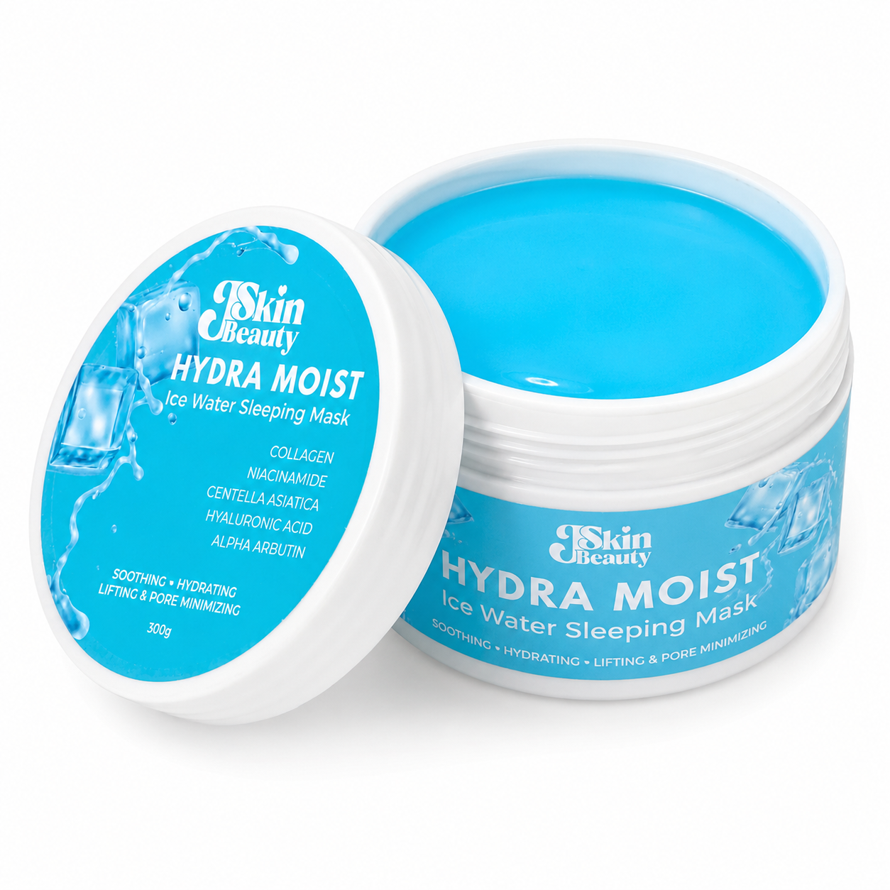 JSkin Beauty Hydra Moist Ice Water Schlafmaske, 300 g, feuchtigkeitsspendend, beruhigend 