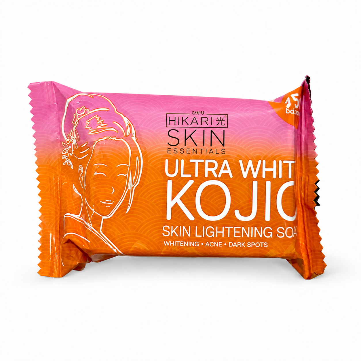 Bar of soap with pink and orange packaging featuring 'Hikari Skin Essentials' branding.