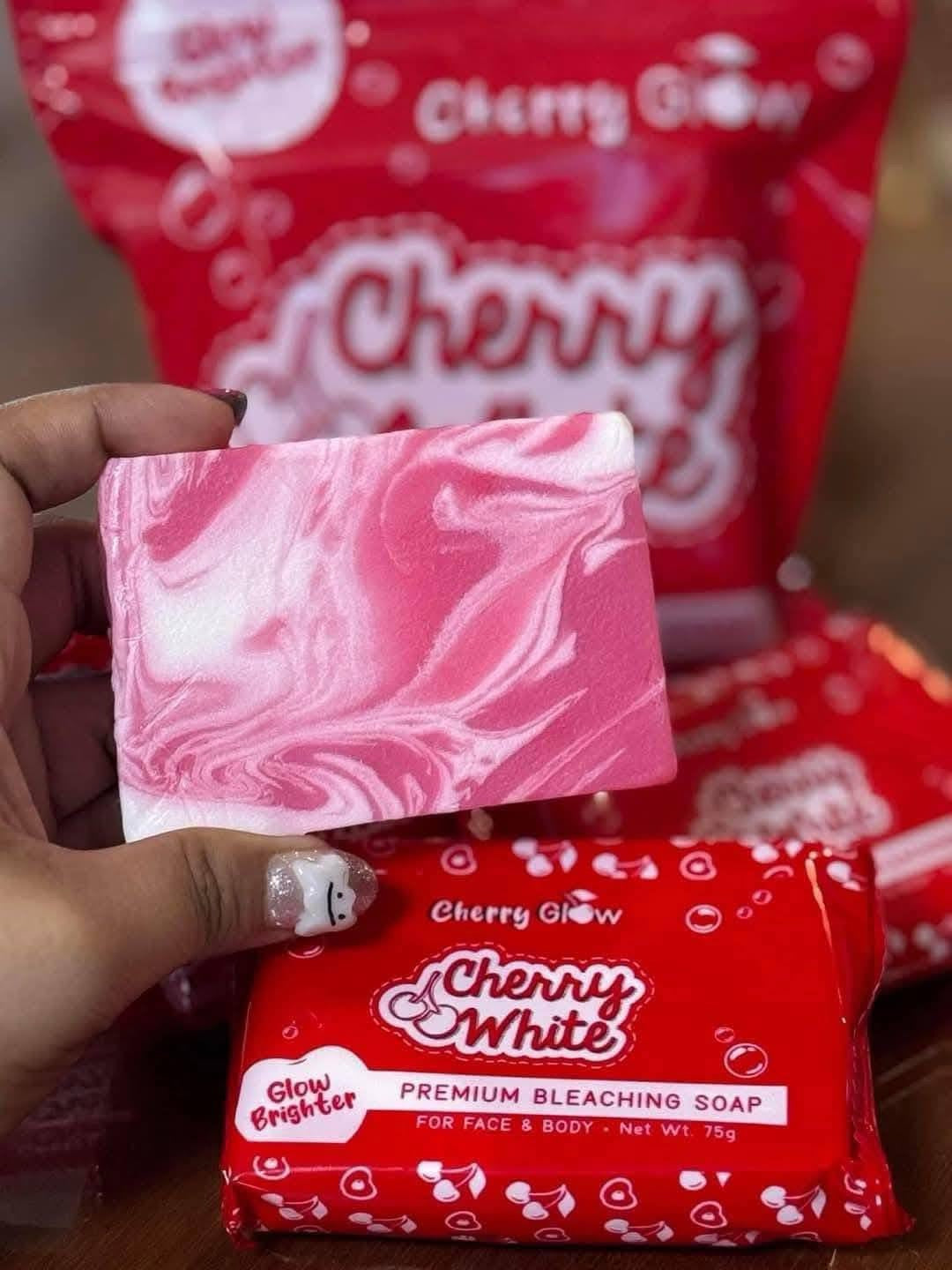 Cherry White Cherry Glow Premium Bleaching Soap For Face and Body 5x75g for blemishes and dark spots debsline.co