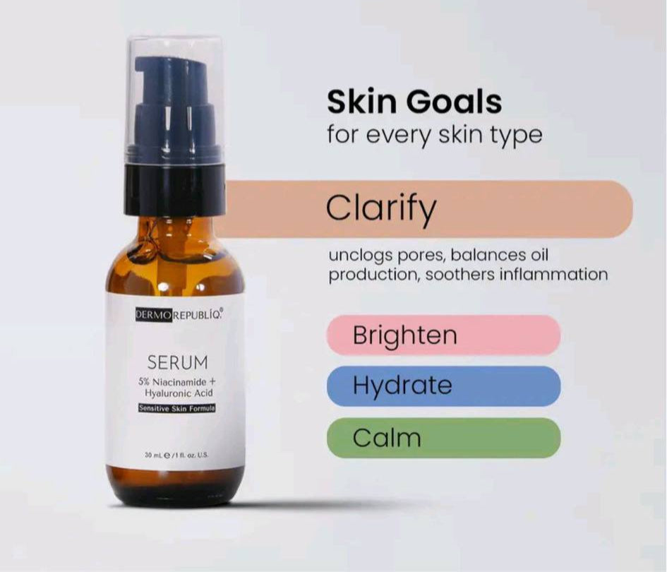 Serum bottle with 'Skin Goals' text on a light gray background