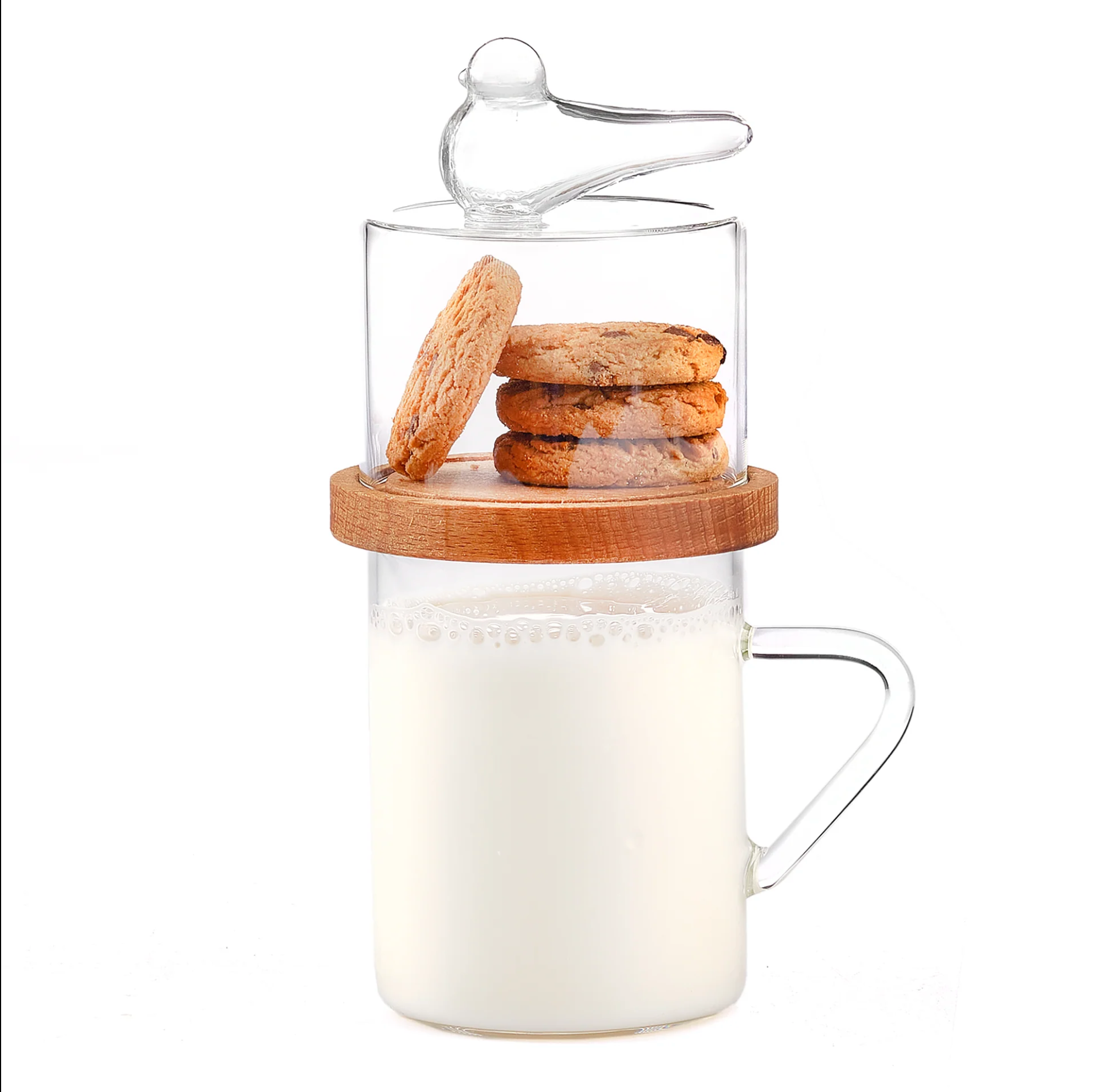 Handmade Glass Mug with Cookie Holder