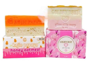 G21 Golden Dust Glass Skin Soap +Duo Kojic Papaya & Honey Oatmeal Soap Whitening Hydrating - Debsline.co  - Soap 