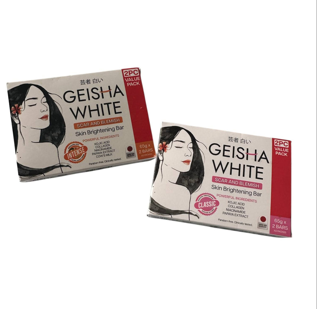 Geisha White Scar and Blemish Skin Brightening hyperpigmentation intense classic Bar soap 65gx2-Debsline.co