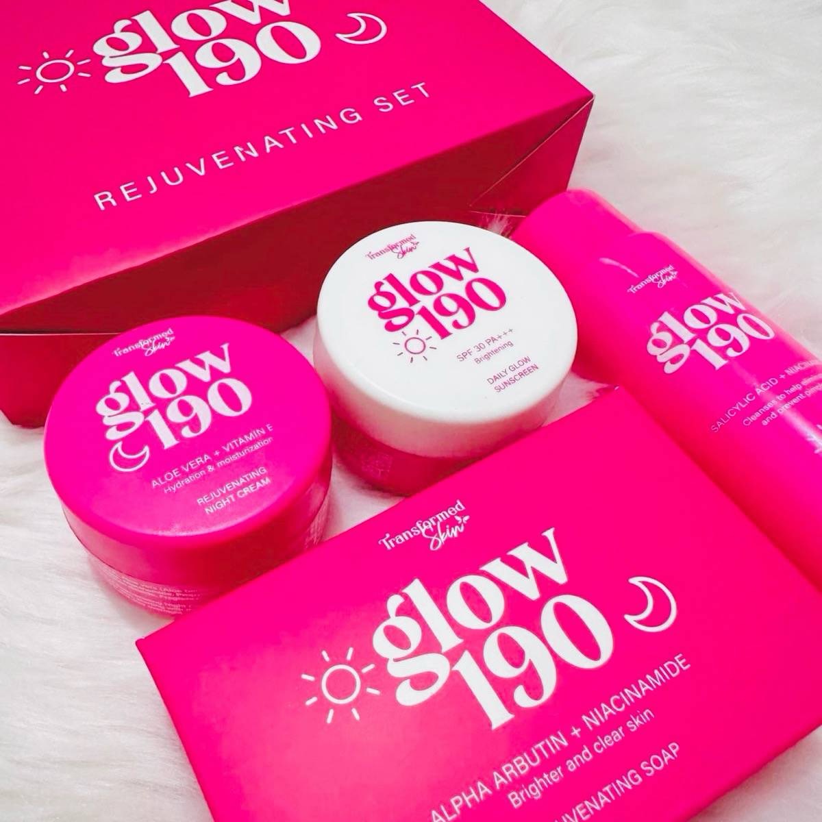 Transformed Skin Glow 190 Rejuvenating Set Facial Skincare Kit for Skin Repair and Moisturizers - Debsline.co  -  