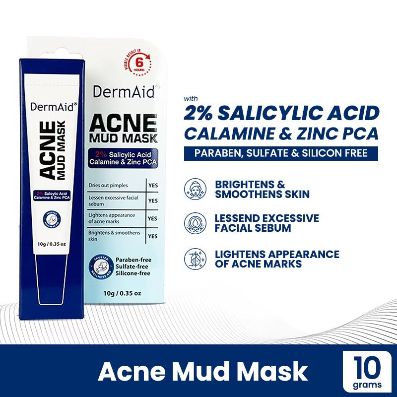 DERMAID Acne Mud Mask 10g 2% Salicylic Acid Calamine and ZINC PCA