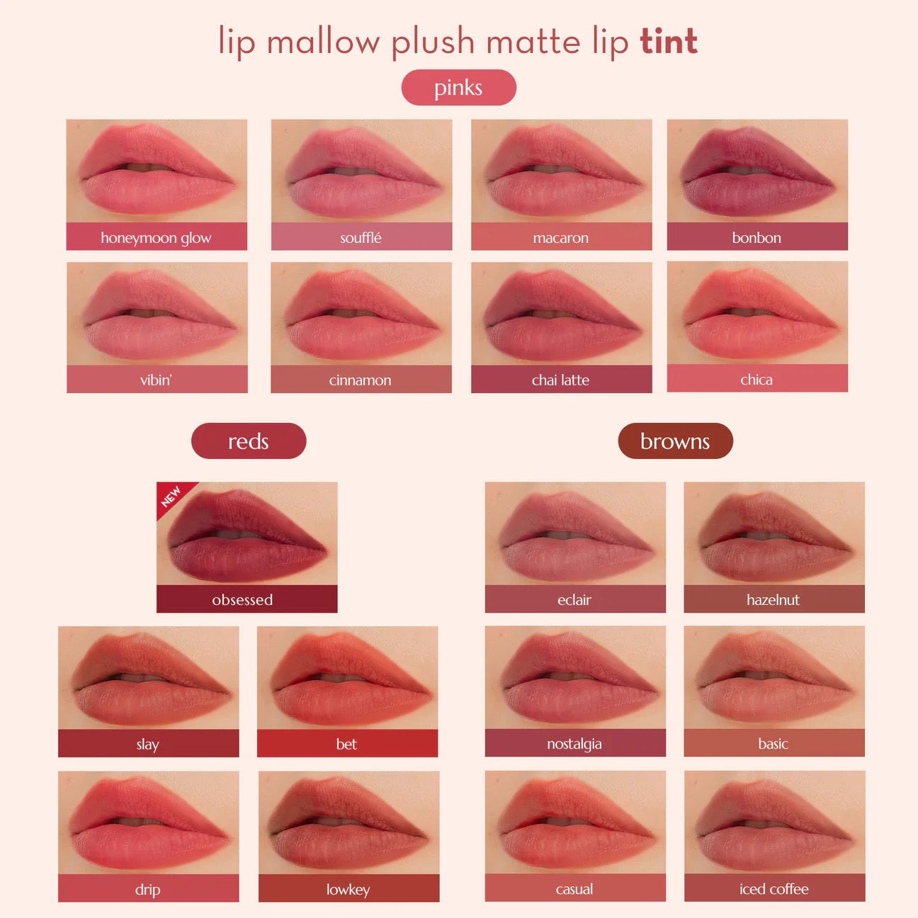 Happy Skin Lip Mallow Plush Matte Lip Tint 4.5ml Skin-Caring Makeup with Hyaluronic Acid Essence Complex SPF 15 Lipstick Cosmetic debsline.co