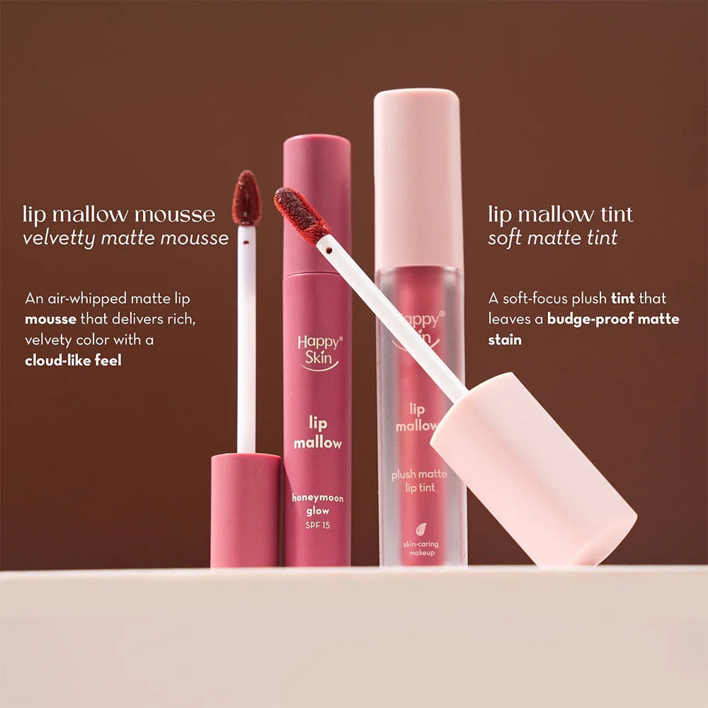 Happy Skin Lip Mallow Plush Matte Lip Tint 4.5ml Skin-Caring Makeup with Hyaluronic Acid Essence Complex SPF 15 Lipstick Cosmetic debsline.co
