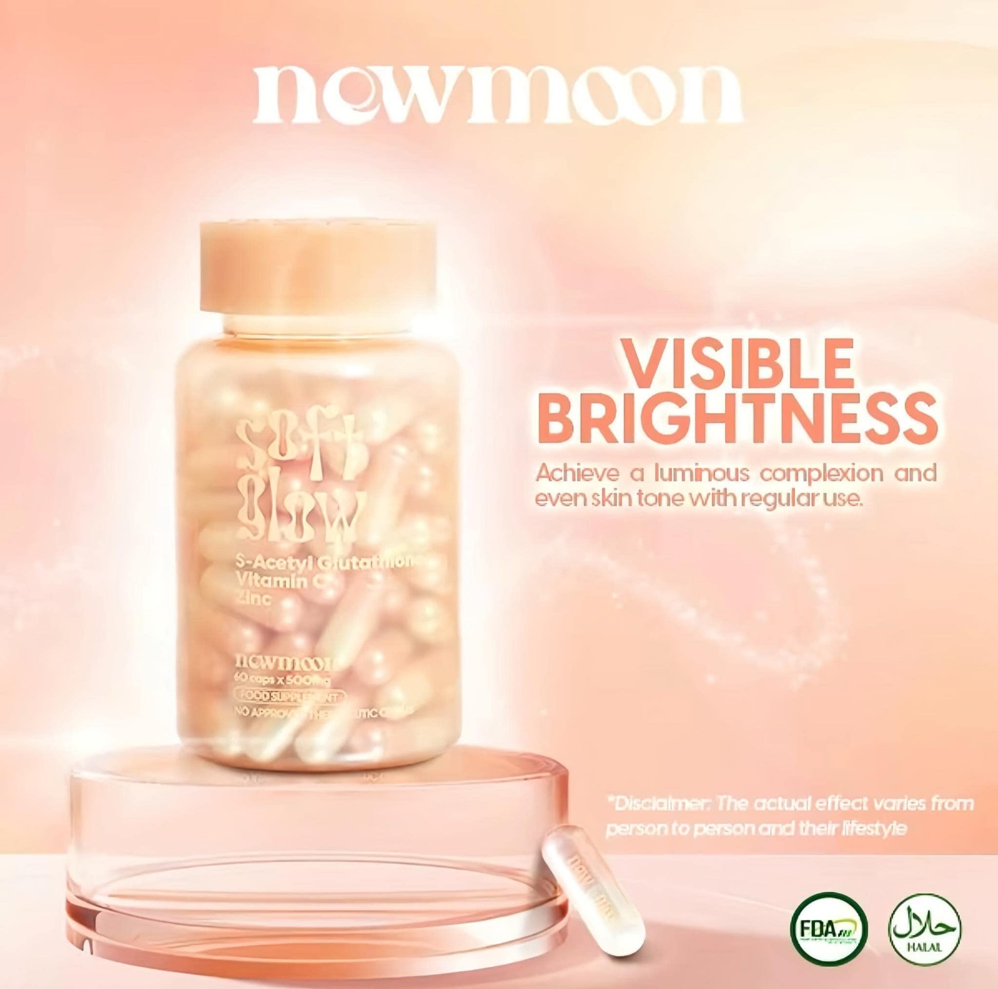 Newmoon Soft Glow S-Acetyl Glutathione + Rosehip + Marine Collagen + Vitamins and Zinc debsline.co