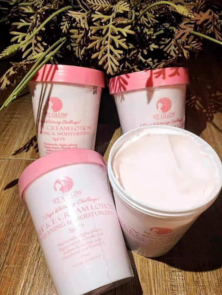 SY Glow Iced Cream Wipped Lotion 250ml SPF 75 Even Toned Skin Rehydrates Dry Skin Softens Your Skin & Soothes Rough skin - Debsline.co  -  